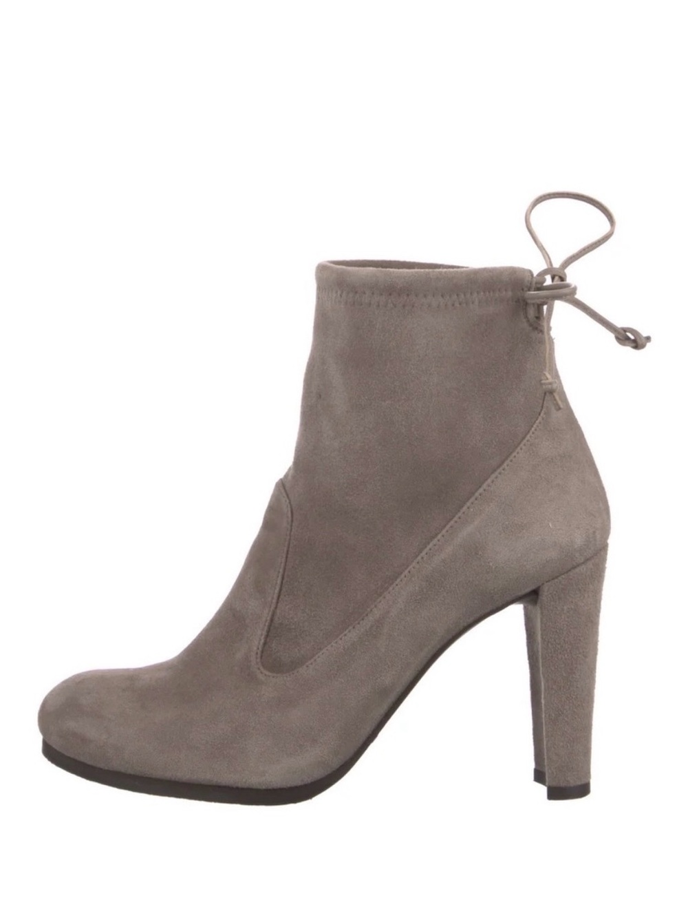 Stuart Weitzman Glove Suede Ankle Boot with Back Tie in Topo Suede
